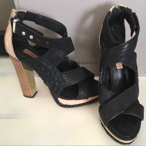 BCBGMAXAZRIA Stacked Heel Sandals